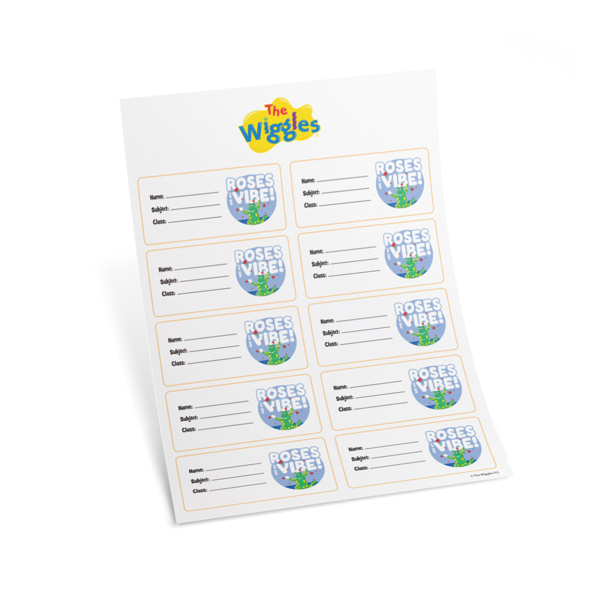 The Wiggles Roses Are My Vibe Set of 10 Book Labels