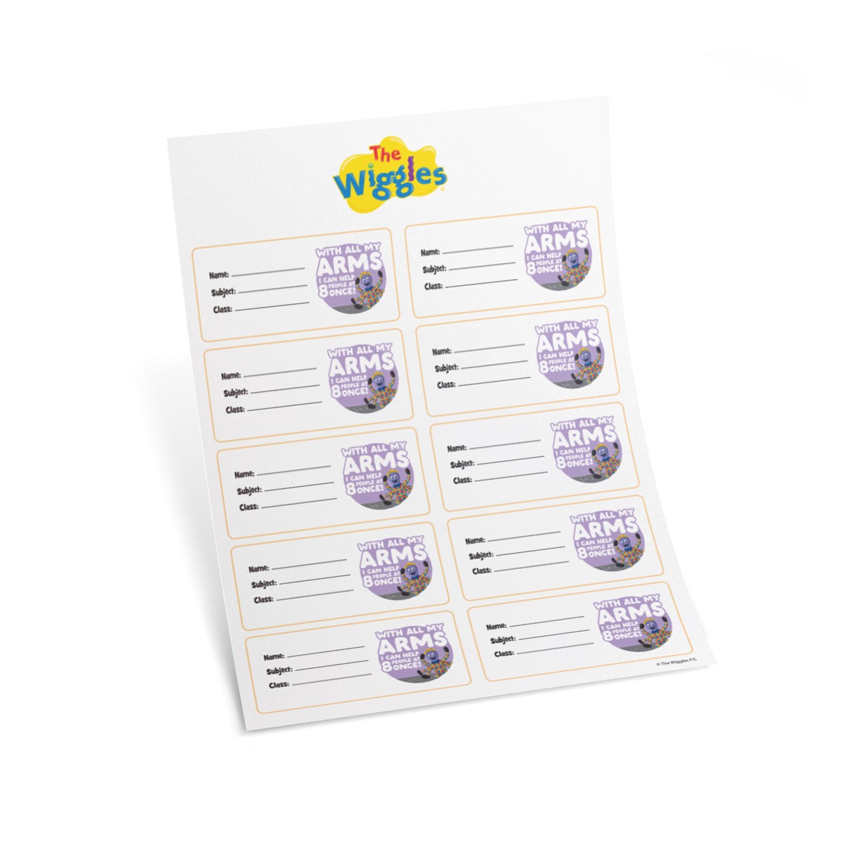 The Wiggles With All My Arms Set of 10 Book Labels