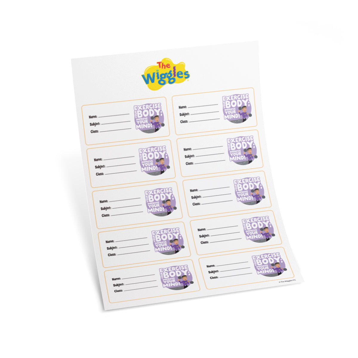 The Wiggles Exercise Your Body Set of 10 Book Labels