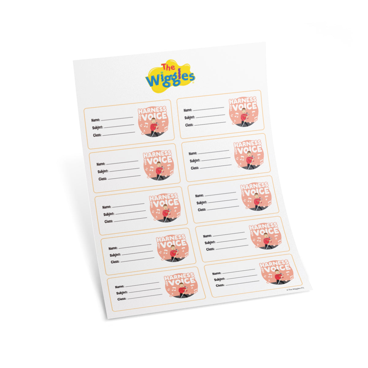 The Wiggles Harness Your Voice Set of 10 Book Labels