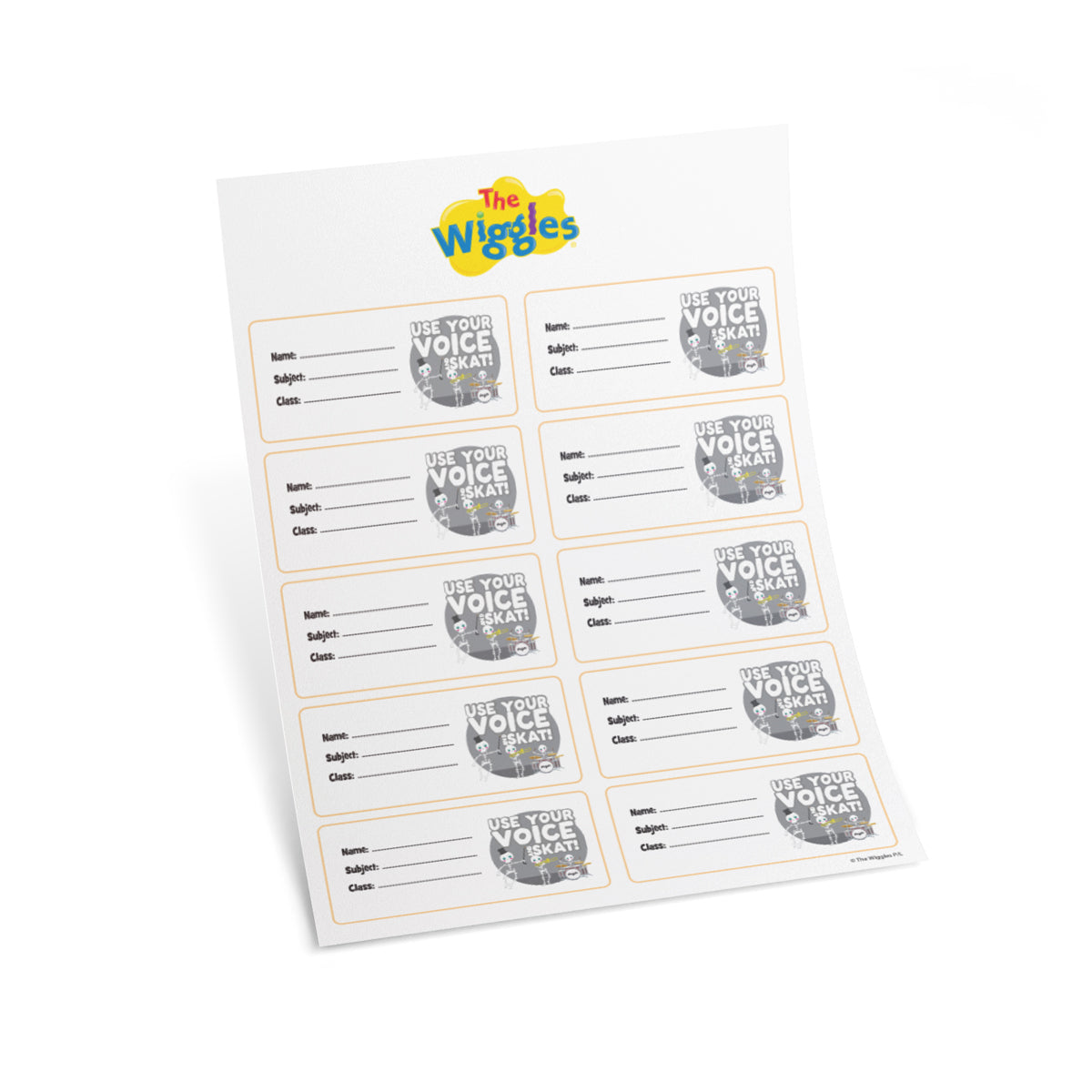 The Wiggles Use Your Voice and Skat Set of 10 Book Labels